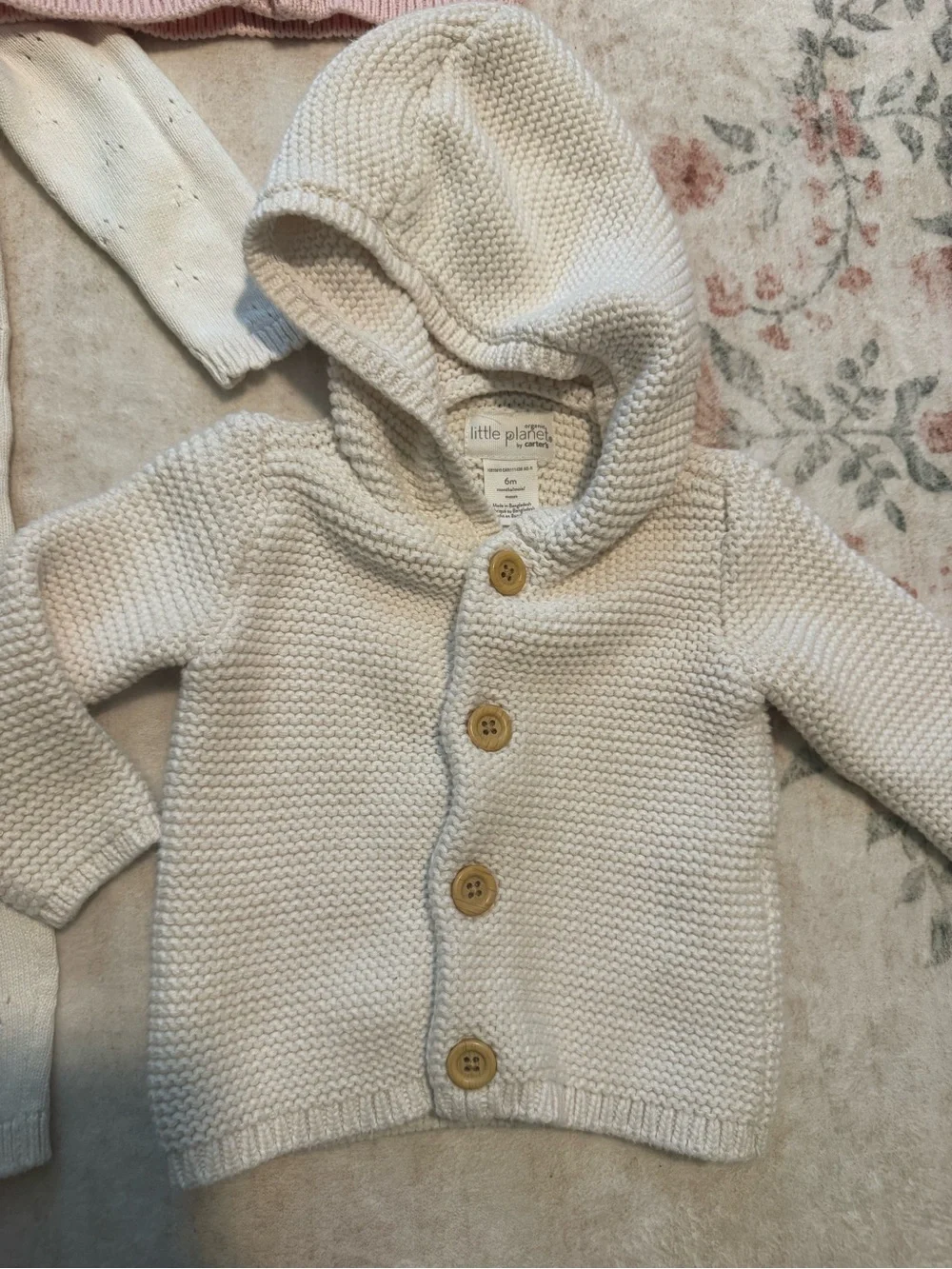 Carter's Pink and Cream Knitted Baby Hoodies & Footie Set